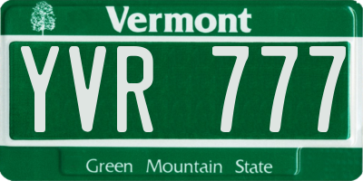 VT license plate YVR777