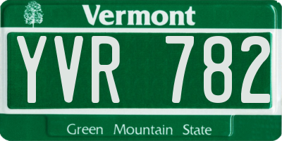 VT license plate YVR782