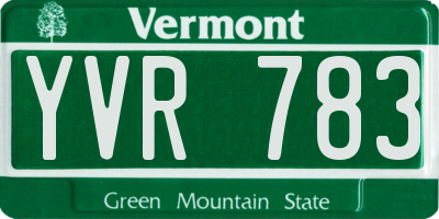 VT license plate YVR783