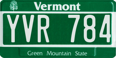 VT license plate YVR784