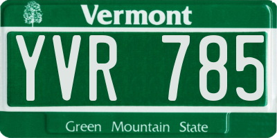 VT license plate YVR785