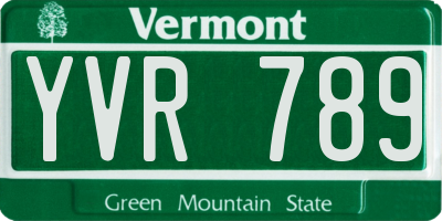 VT license plate YVR789