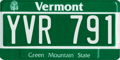 VT license plate YVR791