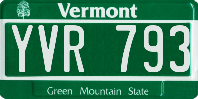 VT license plate YVR793