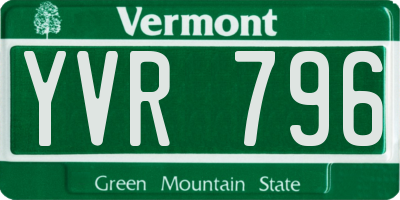 VT license plate YVR796