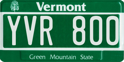 VT license plate YVR800