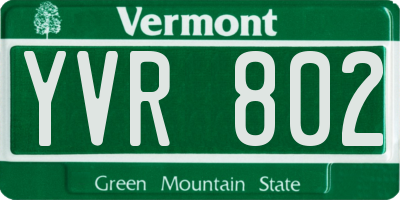 VT license plate YVR802