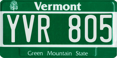 VT license plate YVR805