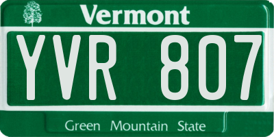 VT license plate YVR807