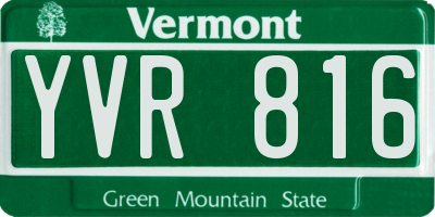 VT license plate YVR816