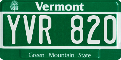 VT license plate YVR820