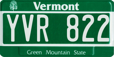 VT license plate YVR822