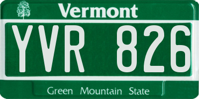 VT license plate YVR826