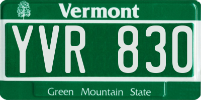 VT license plate YVR830