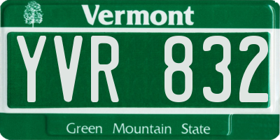 VT license plate YVR832