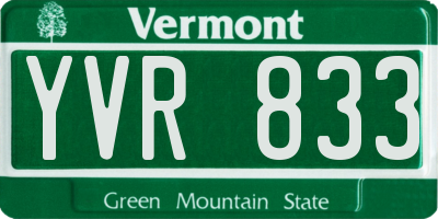 VT license plate YVR833