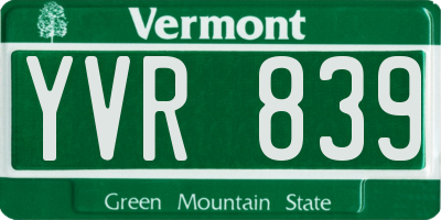 VT license plate YVR839