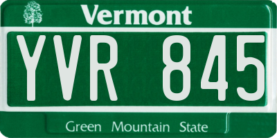 VT license plate YVR845