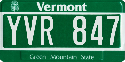 VT license plate YVR847
