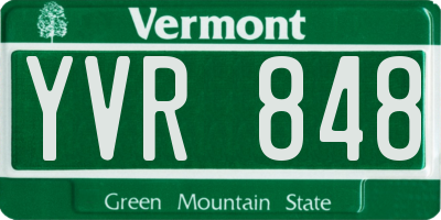 VT license plate YVR848