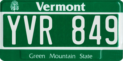 VT license plate YVR849