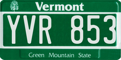 VT license plate YVR853