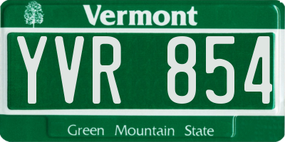 VT license plate YVR854