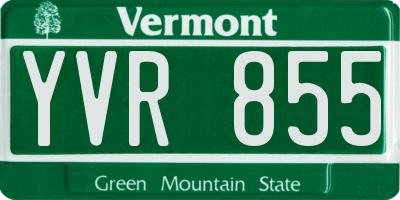 VT license plate YVR855