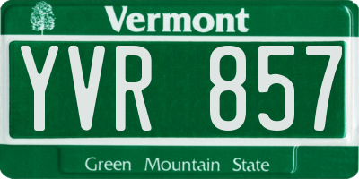 VT license plate YVR857