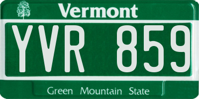 VT license plate YVR859