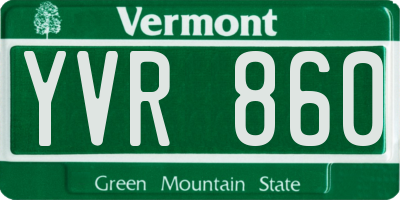 VT license plate YVR860