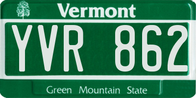VT license plate YVR862