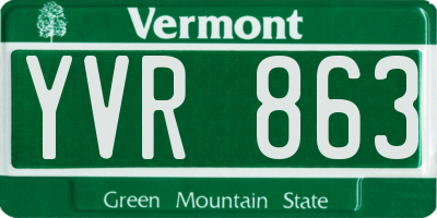 VT license plate YVR863