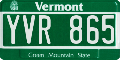 VT license plate YVR865