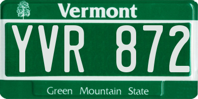 VT license plate YVR872