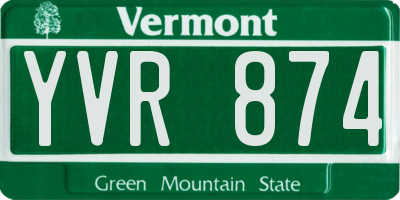 VT license plate YVR874