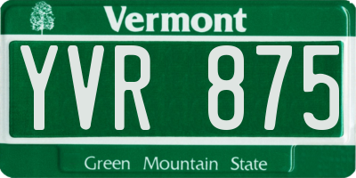 VT license plate YVR875