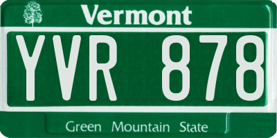 VT license plate YVR878