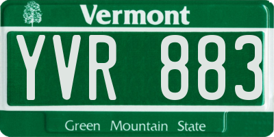 VT license plate YVR883