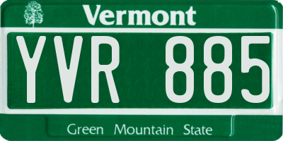 VT license plate YVR885