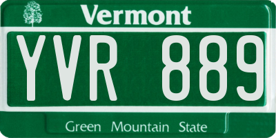 VT license plate YVR889