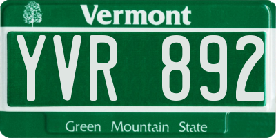 VT license plate YVR892