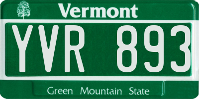 VT license plate YVR893