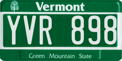VT license plate YVR898