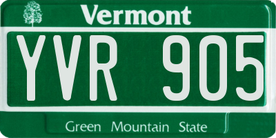VT license plate YVR905