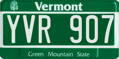 VT license plate YVR907