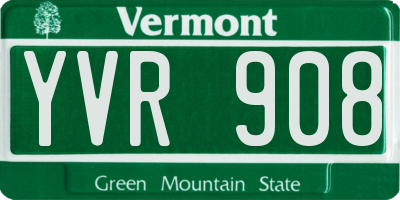 VT license plate YVR908