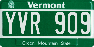 VT license plate YVR909