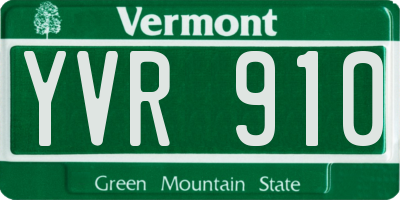 VT license plate YVR910