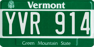 VT license plate YVR914